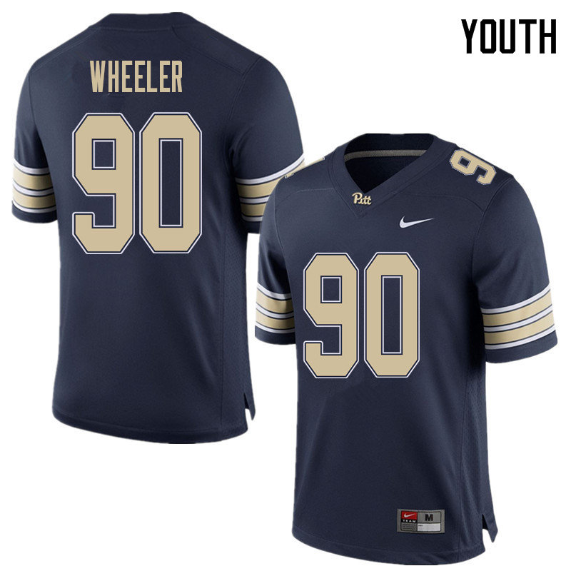 Youth #90 Rashad Wheeler Pittsburgh Panthers College Football Jerseys Sale-Home Blue